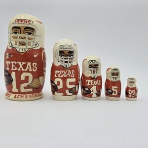 Texas Longhorns Football Nesting Dolls – Set of 5 | Hand-Painted NCAA Collectibl
